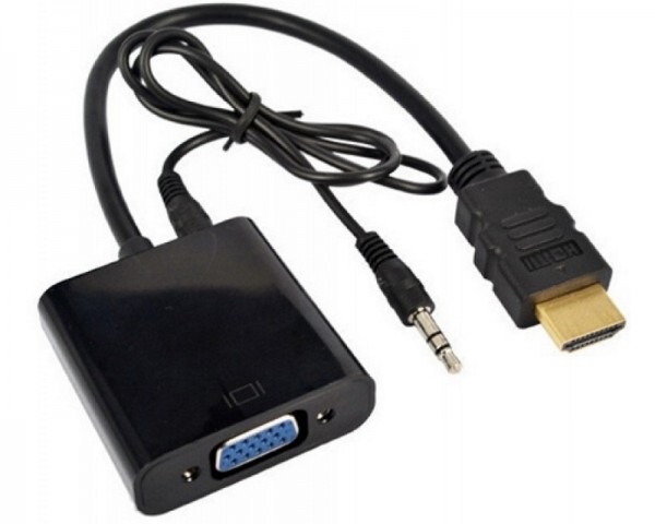 E-GREEN Adapter HDMI (M) - VGA D-sub (F) + Audio kabl 3.5mm (MM) crni