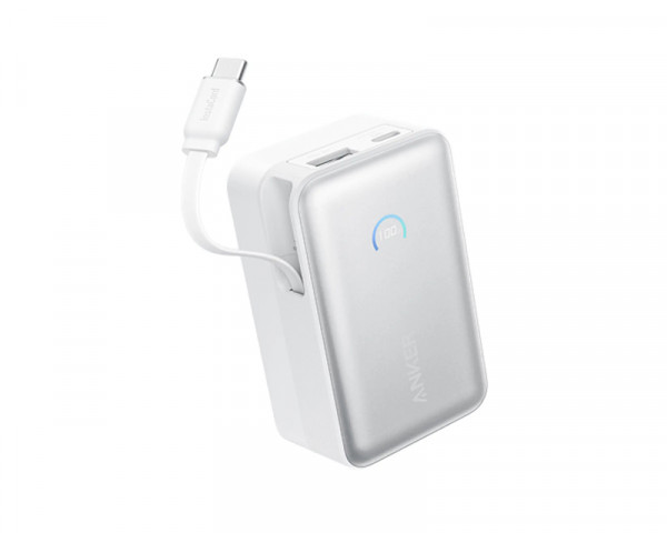 ANKER Nano 10000mAh, 45W, sa ugrađenim USB-C kablom na izvlačenje, Power Bank beli