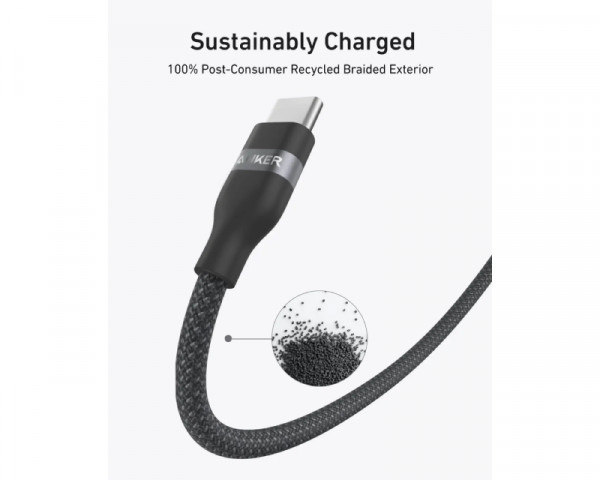 ANKER USB tip-C kabl MM 0.9m, za Super brzo punjenje 240W480Mbps, pleteni, crni