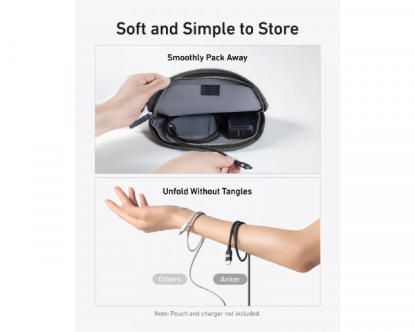 ANKER USB tip-C kabl MM 0.9m, za Super brzo punjenje 240W480Mbps, pleteni, crni