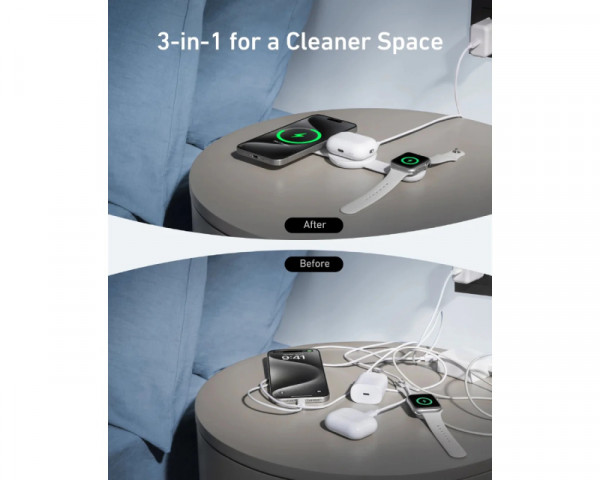 ANKER MagGo Bežični 3u1 sklopivi punjač beli