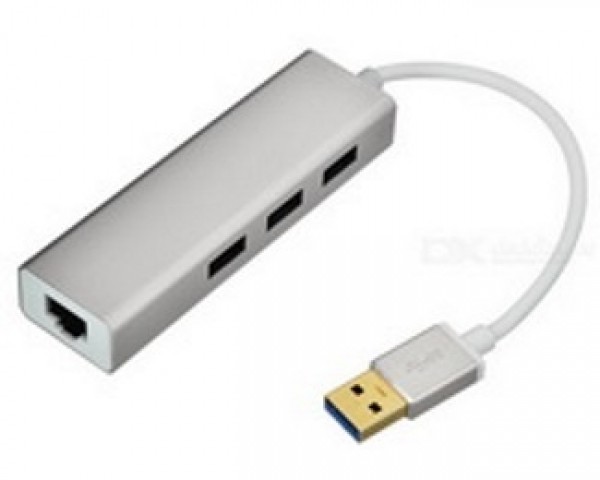 FAST ASIA USB 3.0 - HUB 3port + RJ45 (ž) beli