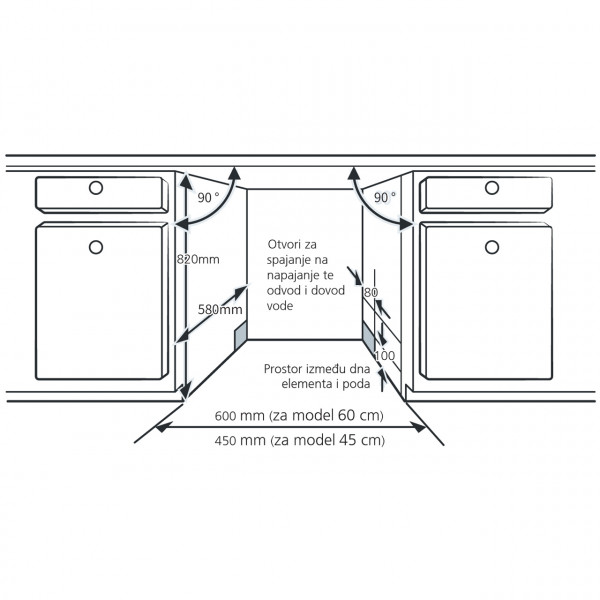 KONČAR Ugradna mašina za pranje sudova PP60IM8A
