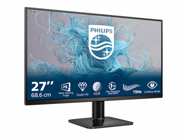 PHILIPS Monitor 27E2N1500L/00 27 inch IPS 2560x1440 75Hz 4ms GtG HDMI,DP Adaptive sync VESA crna