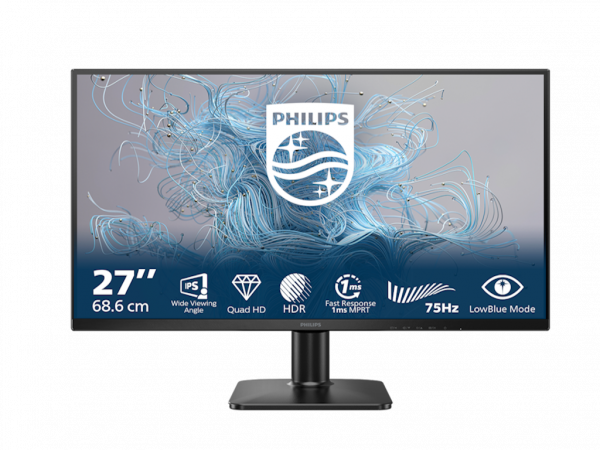PHILIPS Monitor 27E2N1500L/00 27 inch IPS 2560x1440 75Hz 4ms GtG HDMI,DP Adaptive sync VESA crna