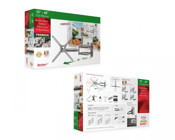 BARKAN BM343XLOD LCD TV zglobni zidni nosač do 65 inča sivi