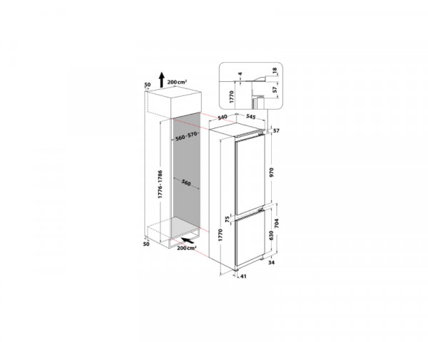 WHIRLPOOL WHC18D051A1 ugradni frižider