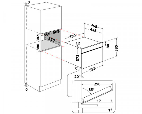 WHIRLPOOL WMD7O4TB ugradna mikrotalasna rerna