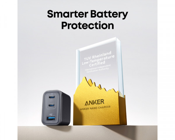 ANKER Prime 70W GaN zidni brzi punjač, 3-porta (2x USB-C i 1x USB-A) crni