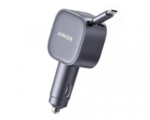 ANKER Nano 75W, sa ugrađenim USB-C kablom na izvlačenje i USB-C portom, auto punjač