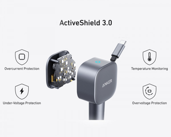 ANKER Nano 75W, sa ugrađenim USB-C kablom na izvlačenje i USB-C portom, auto punjač