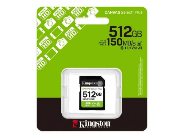 KINGSTON Memorije kartice SDS3 512GB Canvas Select Plus Class10 UHS-I 150MBs