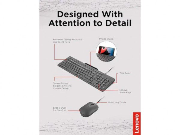 LENOVO Tastatura+miš Lenovo 310 žicni set USB-A SRB crna