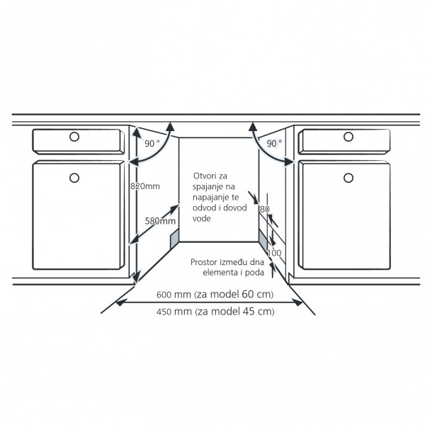 KONČAR Ugradna mašina za pranje sudova PP45USM6