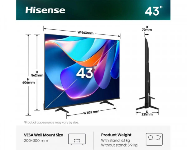 HISENSE 43 inča 43A6S LED 4K Ultra HD Smart TV