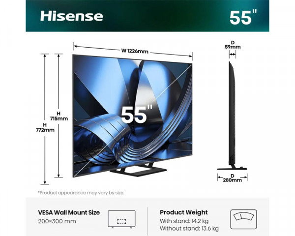 HISENSE 55 inča 55U7SE ULED MiniLED 4K UHD Smart TV