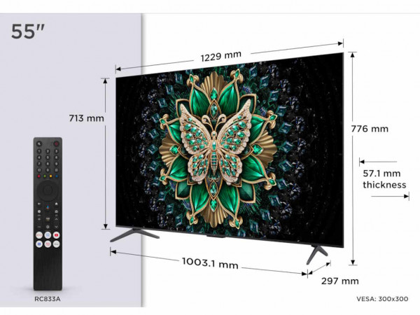 TCL Televizor 55C6K MiniLED-QLED 55 inch 4K UHD 144Hz Google TV crna