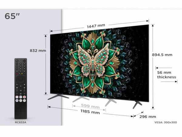 TCL Televizor 65C6K MiniLED-QLED 65 inch 4K UHD144Hz Google TV crna