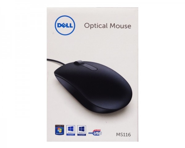 DELL MS116 USB Optical crni retail box miš